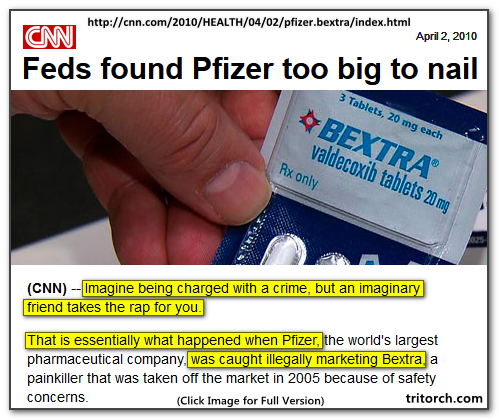 tritorch fed finds pfizer too be to nail for fraud