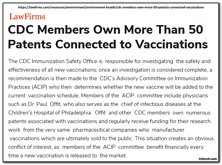tritorch cdc members own 50 vaccine patents