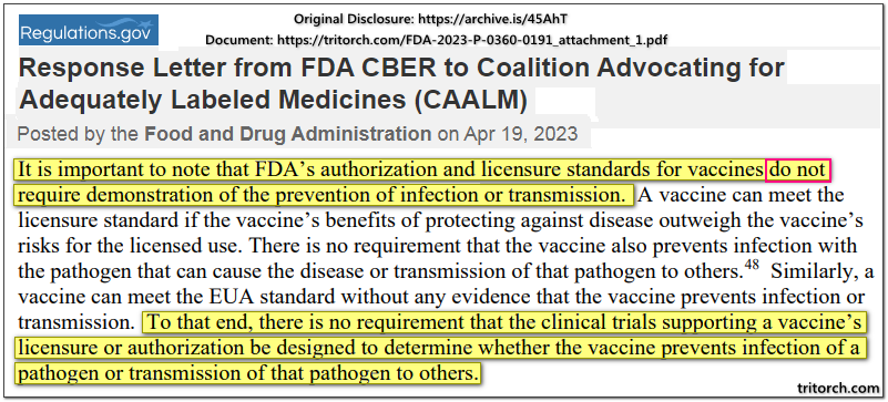 FDA Vaccines Can Be Approved Even If They Do Not Prevent Infection Or Transmission April 2023