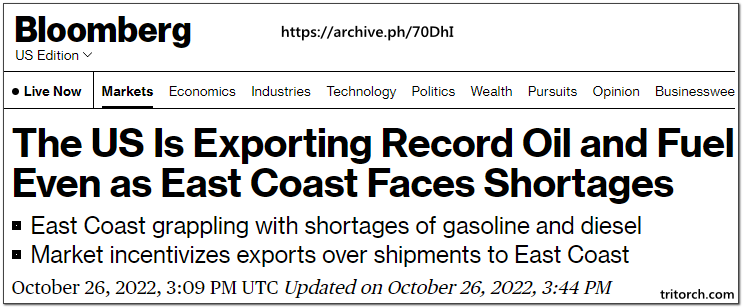 US Exporting Record Fuel As East Coast Faces Shortages
