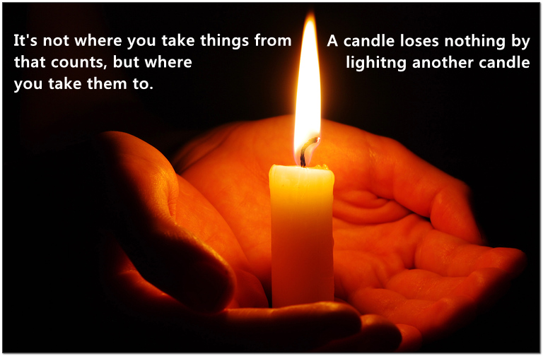 a candle loses nothing by lighting another candle